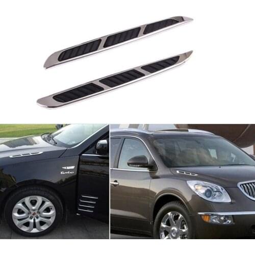 2Pcs/Set Universal 3D Car Shark Gill Simulation Decoration Sticker Hood Chrome Grille Air Flow Vent Fender Decal