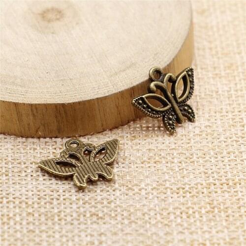 Free shipping 65pcs 19x15mm antique bronze butterfly charms diy retro jewelry fit Earring keychain hair card pendant accessories