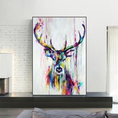 Diamond Embroidery 5D DIY Abstract Colorful Deer Head Posters Diamond Painting Cross Stitch Home Decoration