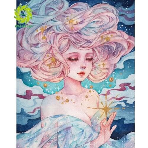 Diamond Painting Full Square/Round Drill Daimond Painting"star girl"Mosaic pebble round Rhinestone Embroidery