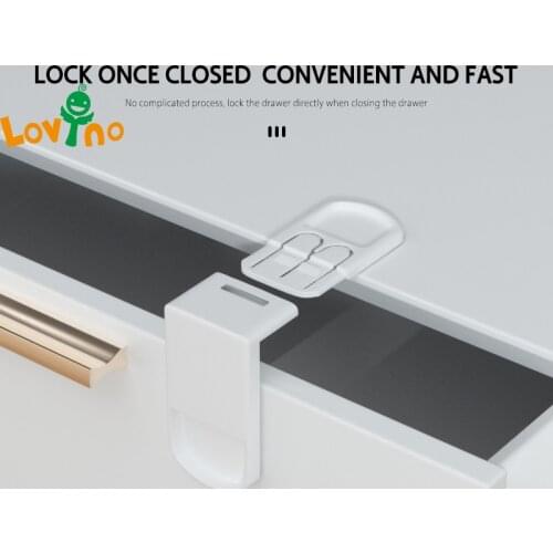 10PCS Drawer Lock For Children Safety Lock Baby Door Safety Buckle Prevent Open Drawer Cabinets Anti Pinch Hand Protect