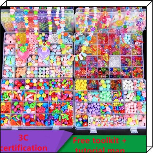 Childrens puzzle beaded set DIY Handmade Accessories(Necklaces bracelets earrings rings hair bands hair cord hair bands)