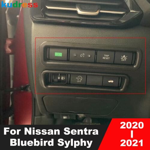 For Nissan Sentra Bluebird Sylphy Almera 2020 2021 Carbon Fiber Interior Headlight Switch Cover Trim Sticker Car Accessories