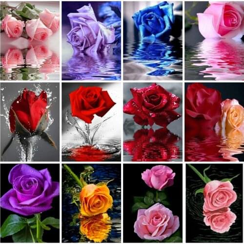 EverShine 5D Diamond Painting Rose Cross Stitch Diamond Embroidery Flowers Picture Rhinestones Handmade Hobby Gift Home Decor