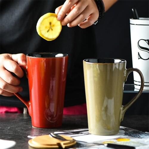 European Ceramic Minimalist Coffee Mug Porcelain Creative Office Teacups Large Capacity Couple Breakfast Milk Mug Drinkware