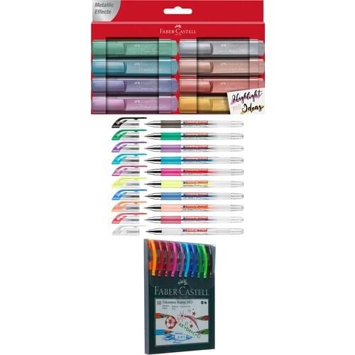 Faber-Castell Faber Castell - Edding 28 Color Highlighter Pen Set + Inn Dyeable Penholder Gift