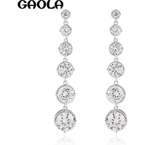 GAOLA New Design Cubic Zirconia Fashion Round Stone Dangle Earrings Women Fashion Gift GLE9299