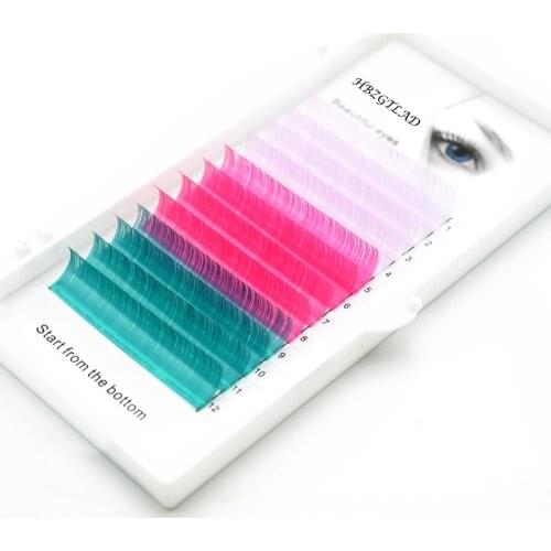 HBZGTLAD C/D 0.07/0.1mm 8-15mm false lashes blue + pink+light purple eyelash individual colored lashes Faux eyelash extensions