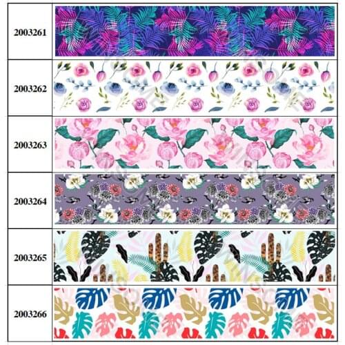 New design 10yards different flowers pattern printed grosgrain ribbon