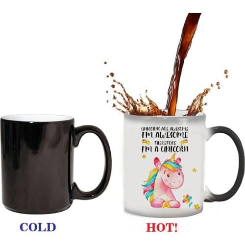 Pink magic Unicorn Mug 350ml ceramic creative color changing mugs Heat Sensitive Coffee Milk Mug Cup best Gift for your friends