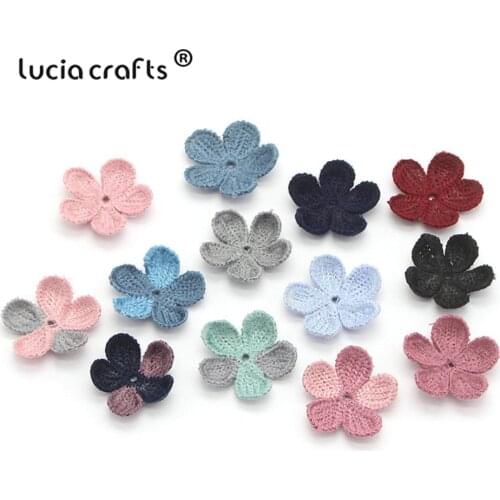 Lucia Crafts 10/13pcs 35mm Wool Flowers Sew-on Patches for Decor DIY Handmade materials Accessories B0104