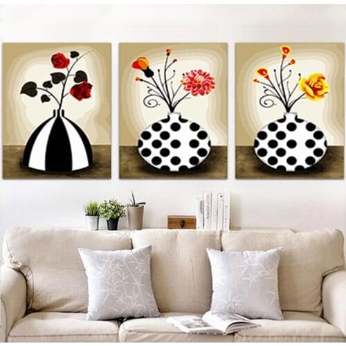 MaHuaf-A1145 three-picture combination Framed painting by numbers canvas hand painted wall decor
