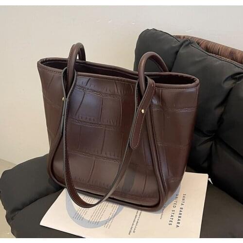 Fashion Stone Pattern Big Handbags and Purses Women Shoulder Bags 2021 Retro Luxury Designer Ladies Casual Totes High Quality