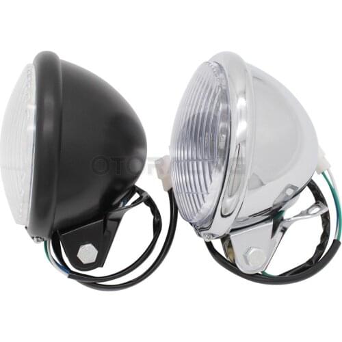 Motorcycle 4.5" Headlight Lighting Lamp Bates Headlamp For Harley Old School Chopper Bobber Cafe Racer Custom