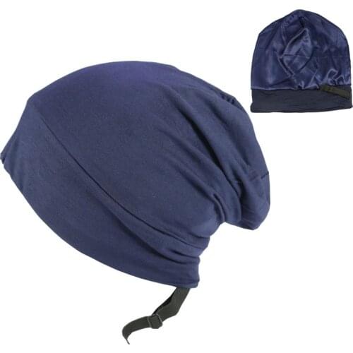 Mens Summer Cotton Cap Spring And Autumn Adjustable Womens Pile Hat Thin Nightcap Hijab Cap Double Layer Bonnet