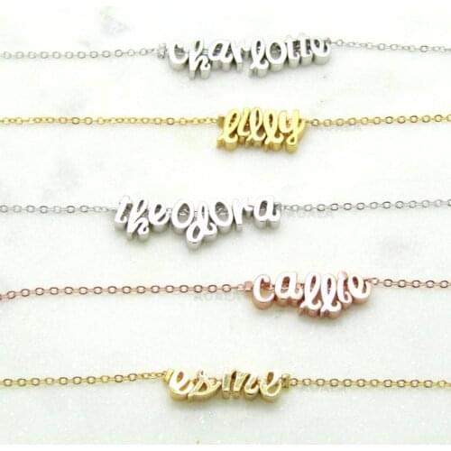 Stainless Steel Custom Name Cursive Script Lowercase Name Necklace Dainty Silver Rose Gold Gold Initial NecklaceBridesmaid gift