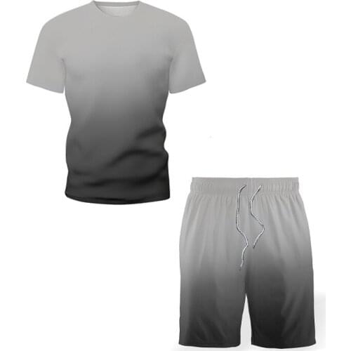 2021 New Mens Sets Summer Men Fashion Sandy Beach Black O-Neck T-Shirt Sports Shorts Casual Jogger Suit Tracksuit Sweatshirt