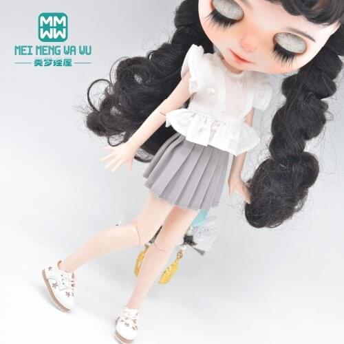 Clothes for doll fits Blyth Azone 1/8 doll accessories Fashion pleated skirt black, khaki, pink, blue