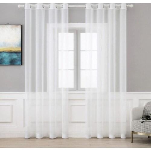 2pcs/lot Solid Color Curtains Tulle Window Curtain Voile Sheer Screens Finished Window Drapes Panel Treatments Bedroom Decor