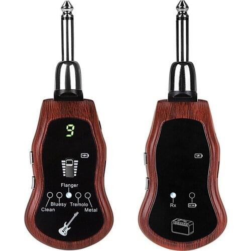 Rechargeable UHF Wireless K380C Guitar Bass 5 Effects Wireless Transmitter Receiver System Set Bass For Original Clean Bluesy