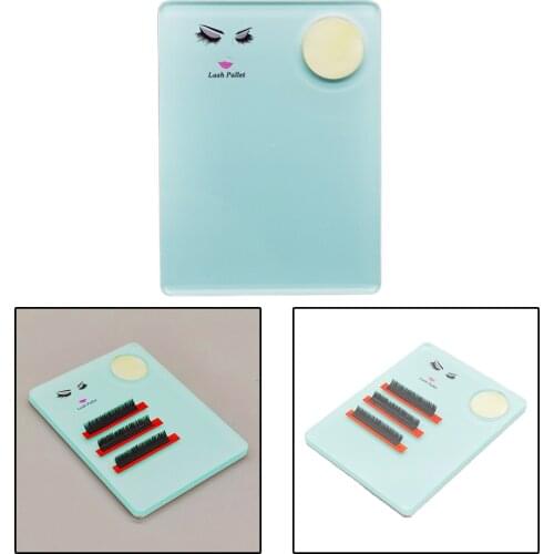 Cyan Acrylic Eyelash Extension Stand Pallet Holder Display Pad Gasket Tool + Jade Stone