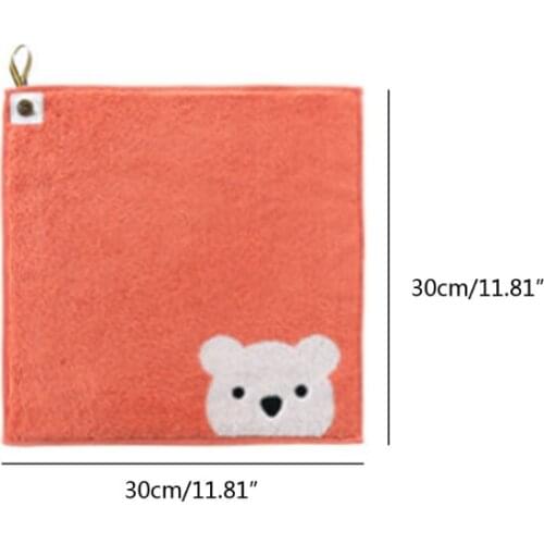 Children Towels Baby Face Towel Cute Cartoon Bear Pattern Hangable Hand Towel Soft Cotton Towels Kids Bathroom Products 69HE