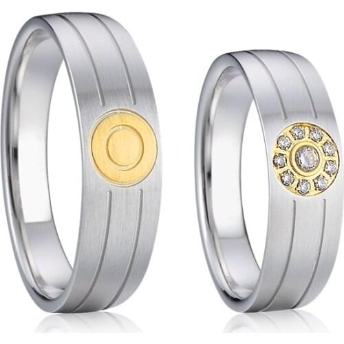 Luxury wedding band sun flower big rings for women jewellery Alliances men titanium rings for couple
