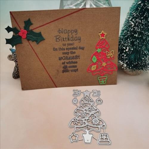 Christmas tree Cutting Dies and Scrapbooking For Paper Making Crochet Embossing Stamps Frame Card Craft Die Set