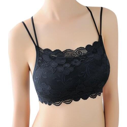 Sexy Lace Bras Ladies Tube Top Double Short Bustier Crop Tops Women Girls Bralette Bra With Chest Pad Sleeveless Vest 2021