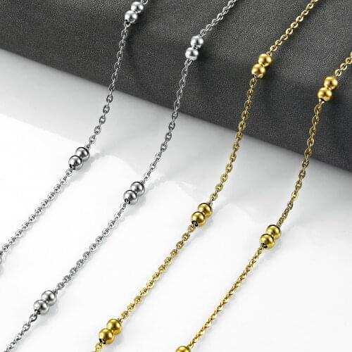 Width 2mm Fashion Gold Tone Stainless Steel Women Men Cuban Chain Oval Necklace Fashion Top Quality Jewelry