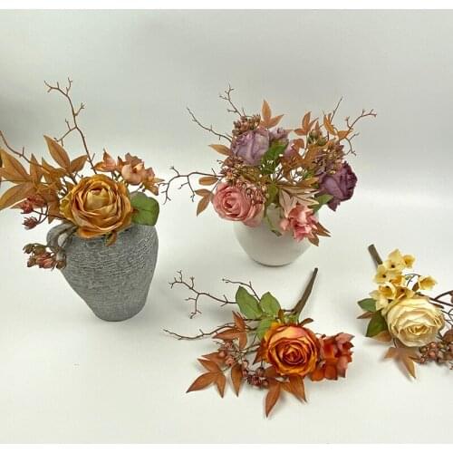 Rose Simulation Bouquet Daisy Rose Flower Dry Plastic Home Living Room Fabric Decoration Furnishing Plug Flower Dried Flower Wed