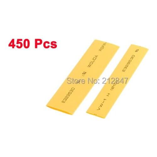 450 Pcs Yellow Heat Shrinkable Tube Shrink Tubing 80mm length