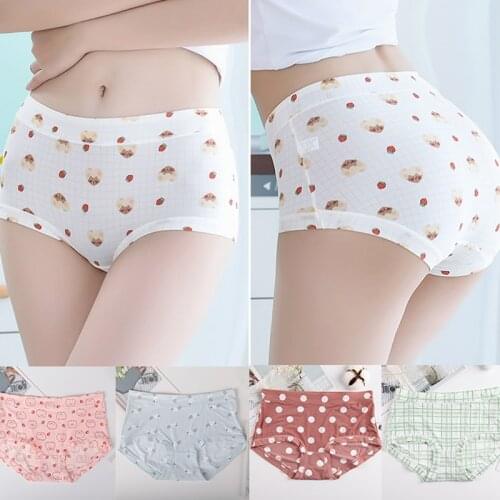 28 Colors/new Ice Silk Print Briefs Women Fresh and Cute Animal Flower Ice Cream Dog Pure Cotton Breathable Girl College Style