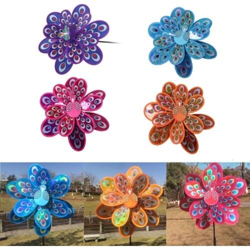 Windmill Colorful Wind Double Layer Peacock Sequins Spinner Kids Toy New