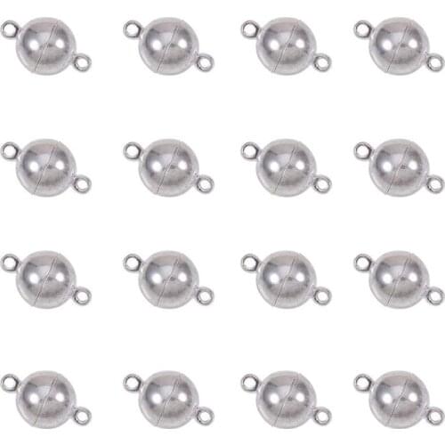 50 Sets Brass Magnetic Clasps Round Ball Magnetic Beads Clasp for Bracelet Necklace Jewelry Making Findings 16x10mm,Hole:1.2mm