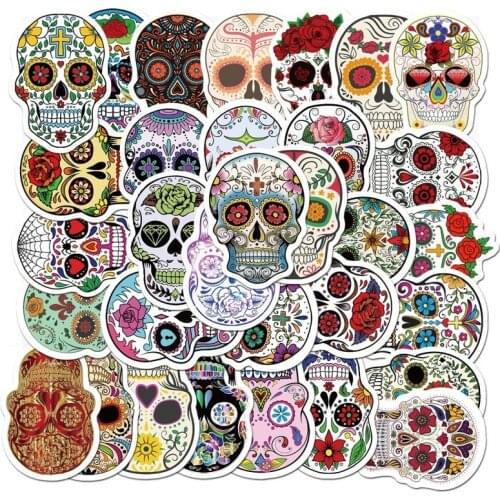 10/50pcs Mexican Calaver Sugar Skull Car Sticker Skateboard Laptop Luggage Decals Car Styling Anime Graffiti Sticker Suitca