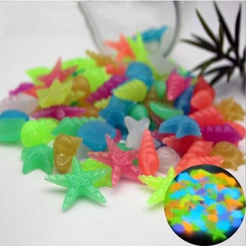 20pcs Luminous Glowing Stones Shell Shaped Starfish Shell for Fish Tank Table Walkways Garden Glow In The Dark Pebbles Decor