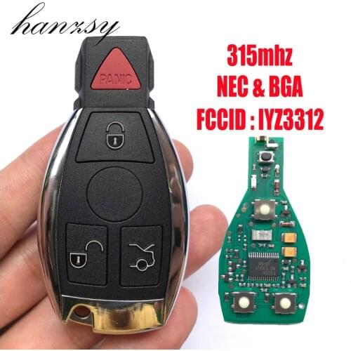 4 Buttons 315Mhz Smart Key For Mercedes-Benz NEC/BGA Keyless Entry Fob Car Remote Key LYZ3312/IYZDC Uncut blade