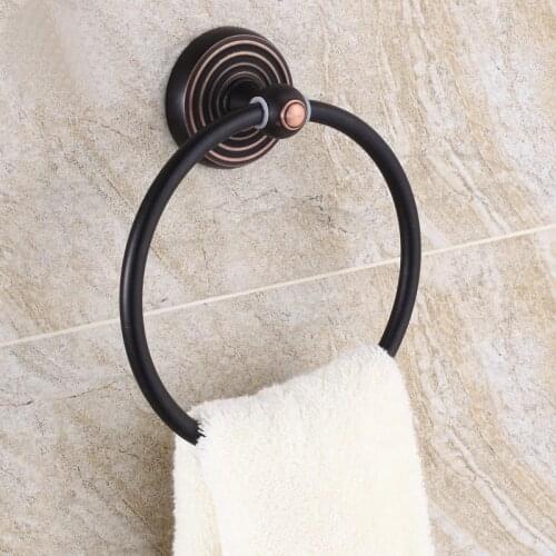 Bathroom Accessories Oil Rubbed Bronze Towel Ring Holder Hanger Wall Mounted Bathroom Home Hotel KD958