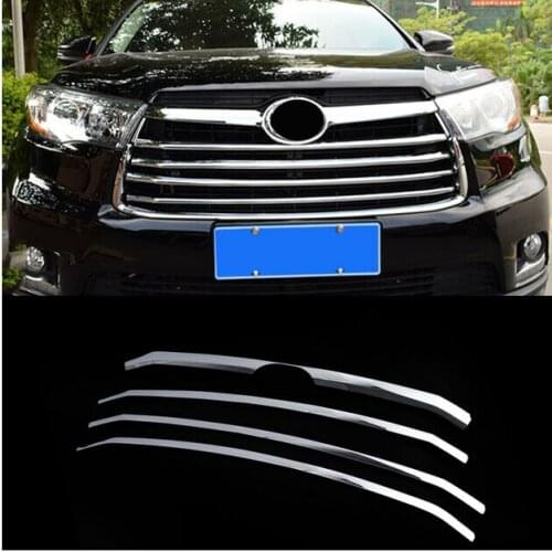 ACCESSORIES FIT FOR TOYOTA HIGHLANDER KLUGER 2014 2015 CHROME FRONT GRILL GRILLE INSERT COVER STYLING TRIM MOLDING BUMPER