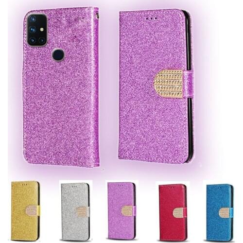 Luxury Glitter Diamond Flip Leather Wallet Phone Case For OnePlus Nord N10 5G Phone stand function cover with card slot