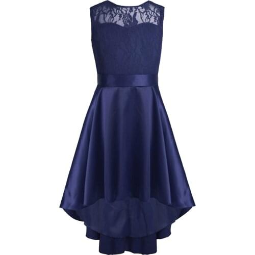 Girls Dress Kids Sleeveless Floral Lace High-low Hem Princess Flower Girl Dresses For Wedding Party Formal Pageant Birthday