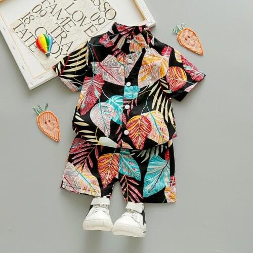 Toddler Baby Boys Girls Clothing Sets Summer Children Lapel Print Shirt Shorts 2Pcs/sets Kids Infant Casual Clothes Tracksuit