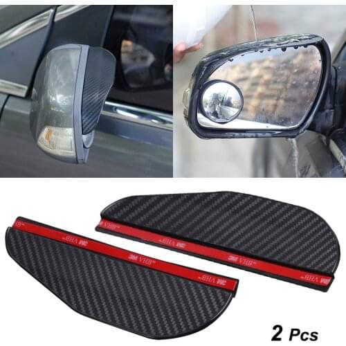 2 Pcs Car Rear View Mirror Rain Eyebrow Visor Carbon Fiber Look Sun Shade Snow Guard Weather Shield Cover Auto Accessories
