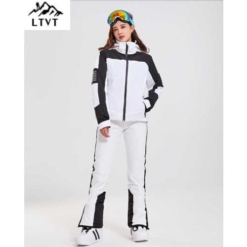 LTVT Double Board Female Ski Suit Couple Single Double Board Waterproof Thick Hanging Strap Detachable Slim fit Women Ski Set
