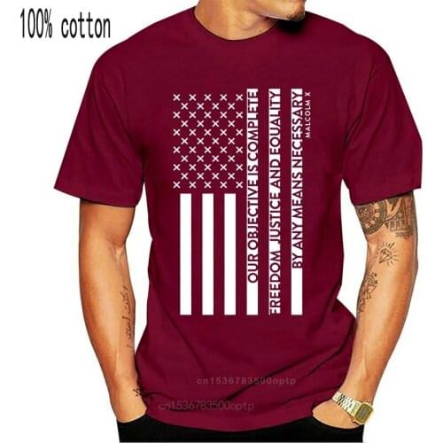Malcolm X Mens Unisex T-Shirt Freedom Flag