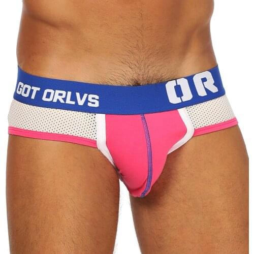 ORLVS Brand 50PC/LOT Wholesale Men Briefs Comfortable Underwear Male Panties Cotton Breathable Quick Dry Mesh Men Briefs Cueca