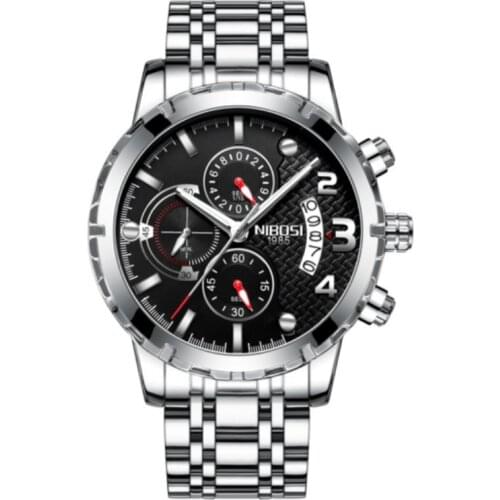 New style high quality men AAA NIBOSI brand quartz All steel wristwatch Sports casual auto date men dress watch wholesale mens