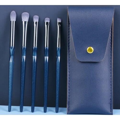 Lucky-Beauty 5Pcs/Set Eyeshadow Brush Set Portable Super Soft Eye Makeup Brush Purple Diamond Makeup Brush Beauty Tools