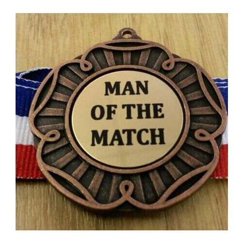CHEAP CUSTOM FOOTBALL MEDALS MAN OF THE MATCH CENTRES & RIBBON HOT SALES ANTIQUE BRASS SPORTS MEDALS CUSTOM
